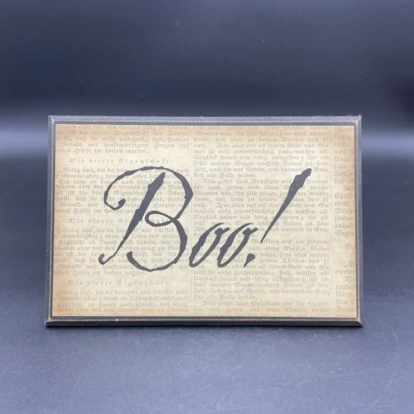 Halloween Boo Table Wall Hanging Sign Vintage Decor