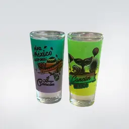 Mexico - VTG Souvenir Shot Glasses - Cancun, Mexico (Pair)