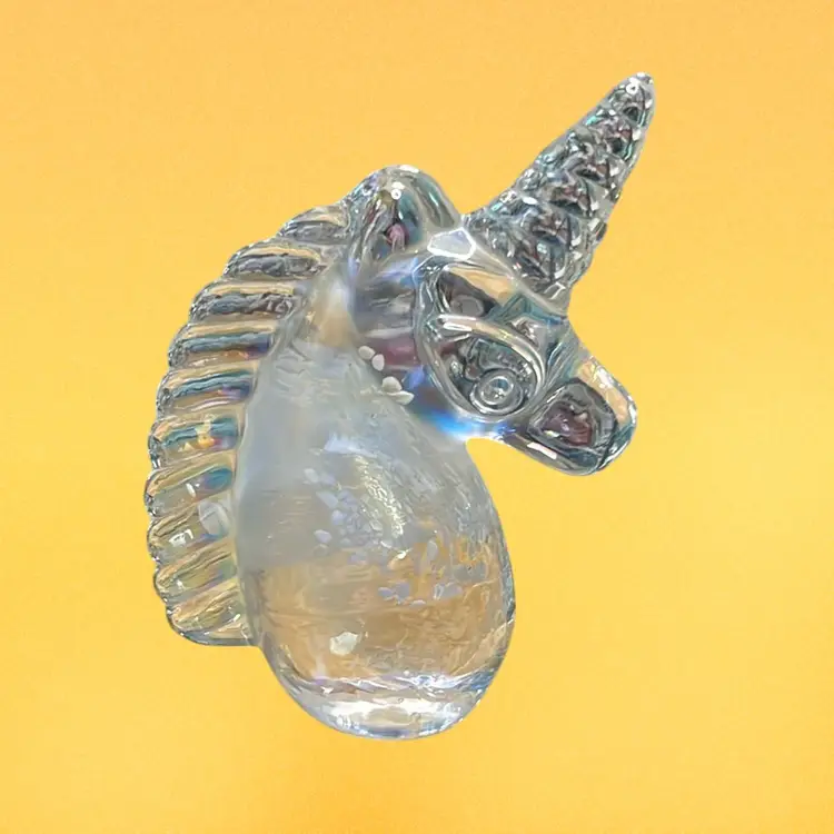 Price Products Art Glass Clear Iridescent Unicorn Paperweight