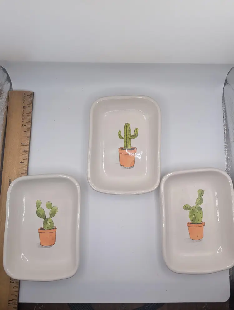 Set Of 3 RAE DUNN by Magenta Cactus Serving Mini Tray Set