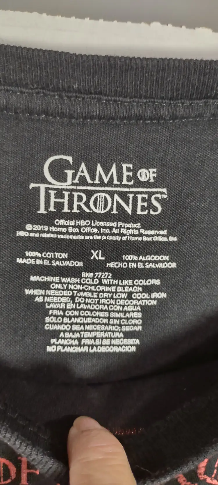 Game of Thrones Black long sleeve shirt with Red Dragon XL