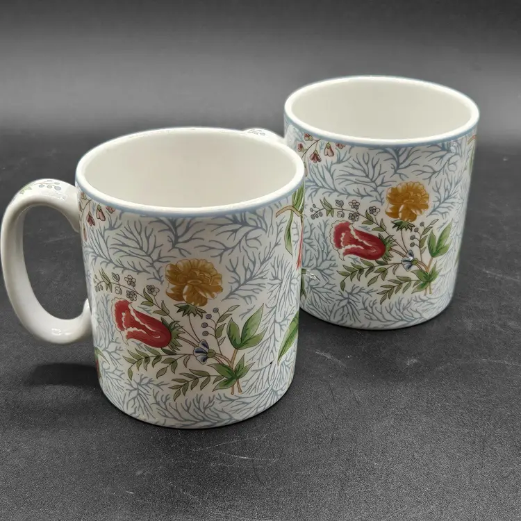 Spode 2 Williamsburg Reserve Collection Blaikley Fern Mugs F2006 England, 3.5"H