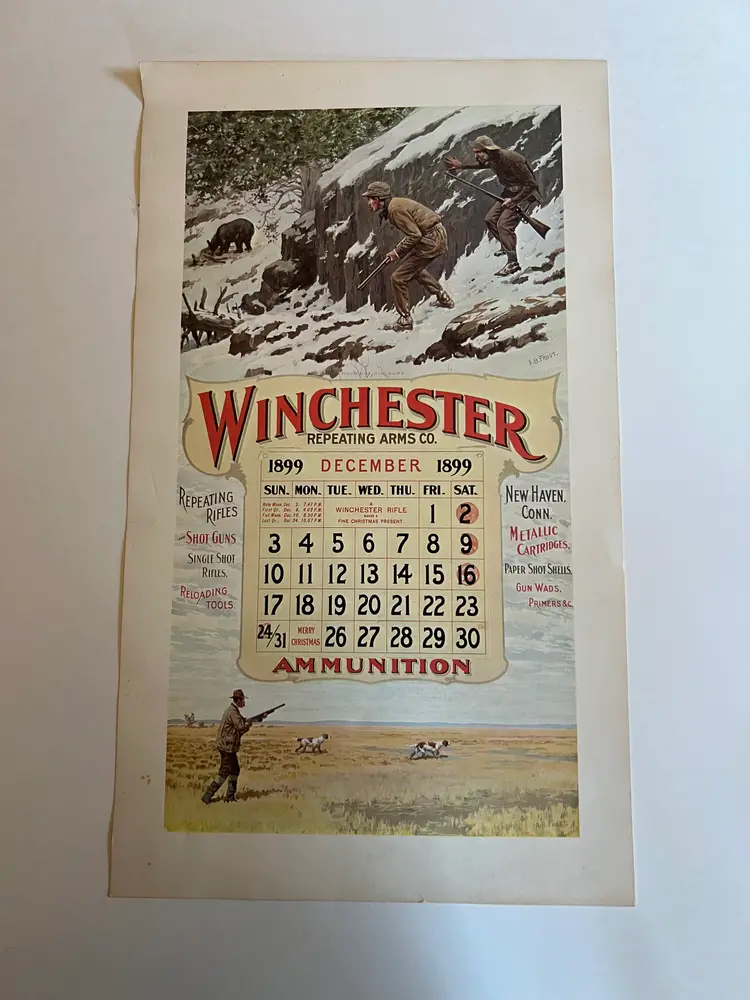 Winchester Ammunition 1899 Calendar Frost “We’ve Got Him Sure” 1960s VTG Reprint