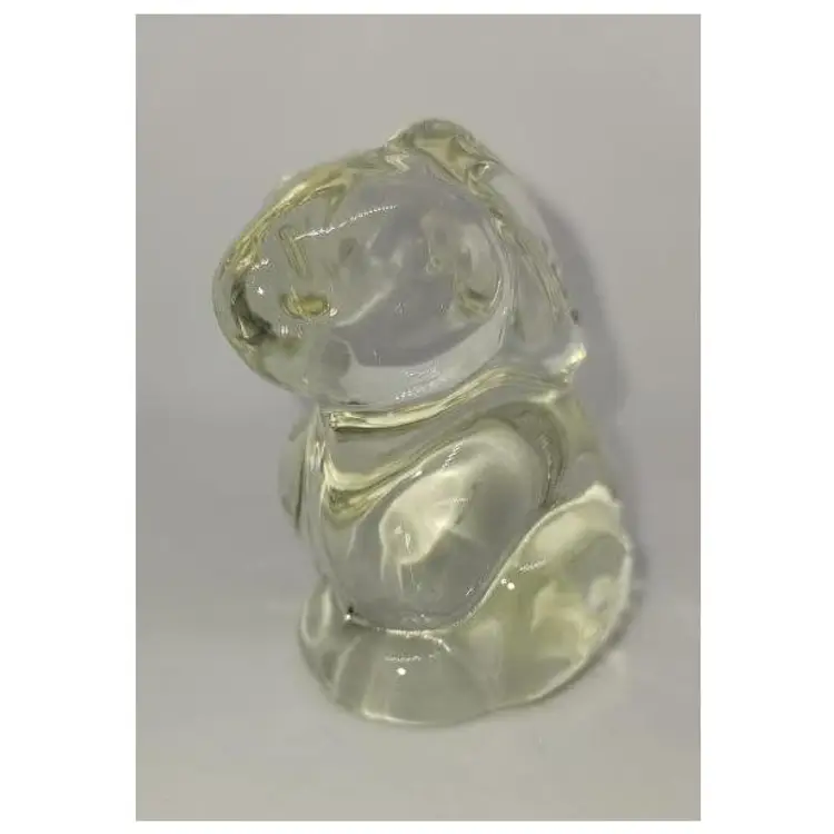 CLEAR GLASS BUNNY PAPER WEIGHT OR ORNAMENT