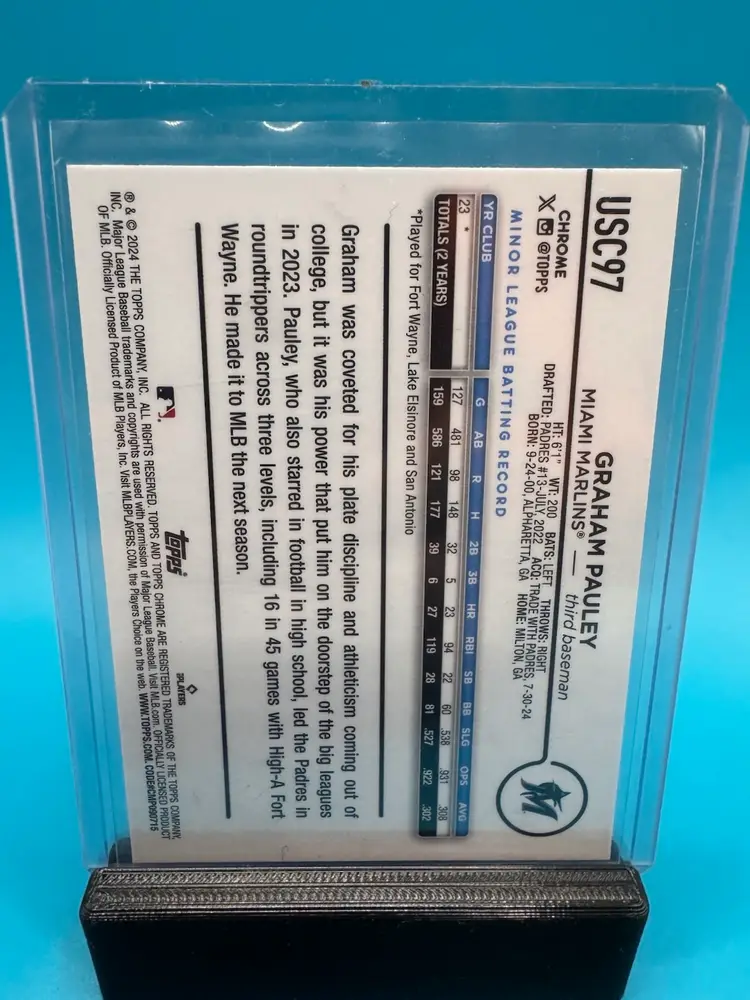 Graham Pauley Topps Chrome Update Magenta/Purple Lava Lamp Refractor /299 RC Miami Marlins
