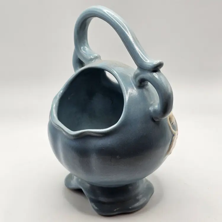 Weller vintage Pottery blue Cameo Vase Planter floral design