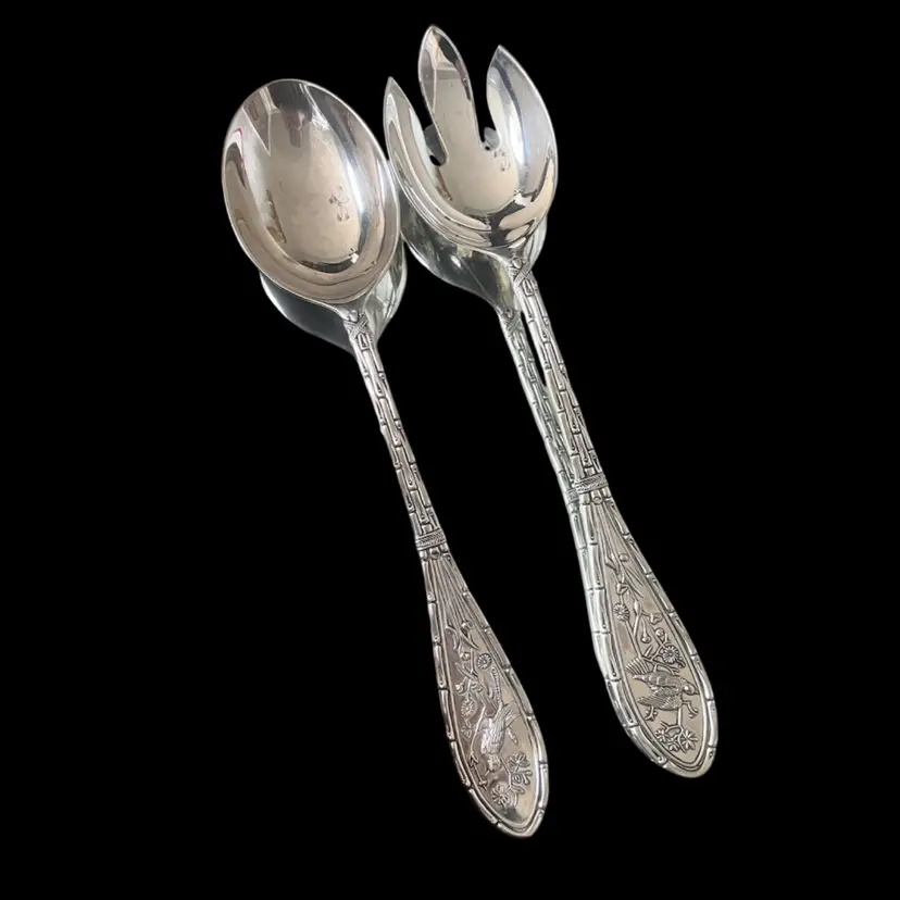 Audubon Silver Plate Salad Servers