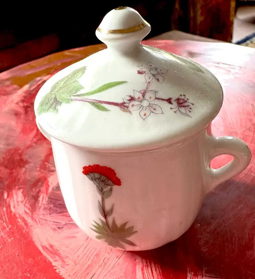 Louis Llourioux Le Faune Wild Flower Pattern Pot De Crème Ramekin Fireproof Porcelain Pot 4 oz