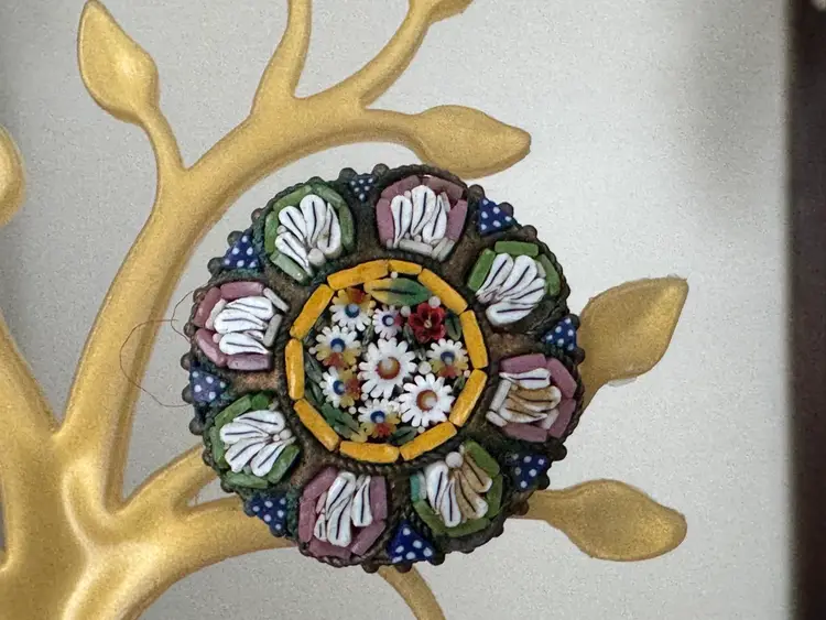 Antique Round Micro Mosaic Brooch