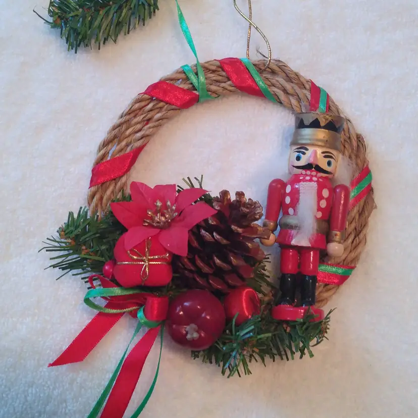 Vintage Christmas Holiday Wreath with Nutcracker