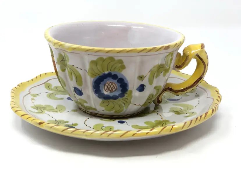 Italian Floral Tea Cup and Saucer