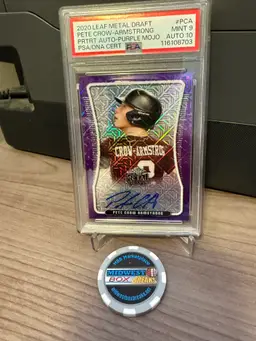 Pete Crow-Armstrong 2020 Leaf Metal Draft Auto Purple Mojo 7/7 PSA AUTO 10