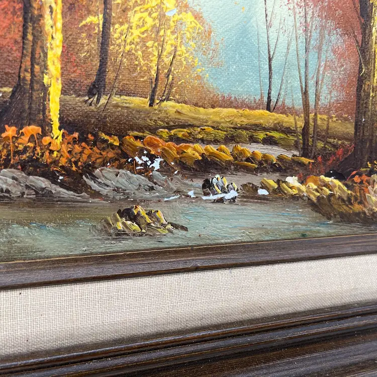 Vtg Original Oil On Canvas In Wood Frame AS IS