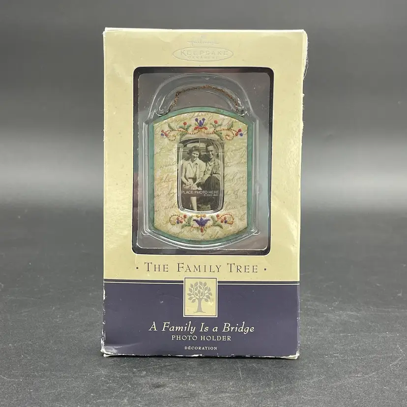 Hallmark A Family is a Bridge Photo Holder Christmas Ornament 2003 Vintage