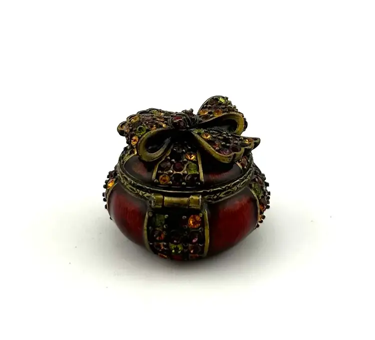 Small Jay Strongwater Enamel on Metal Swarovski Crystal Bow Box 1”