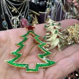 3 Vintage Christmas Tree Brooch & Stick Pin + AAI