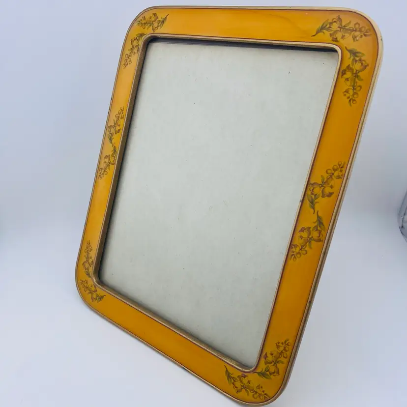 Vintage The Bucklers Gold Yellow Floral Enamel Photo Picture Frame 8 X10 READ