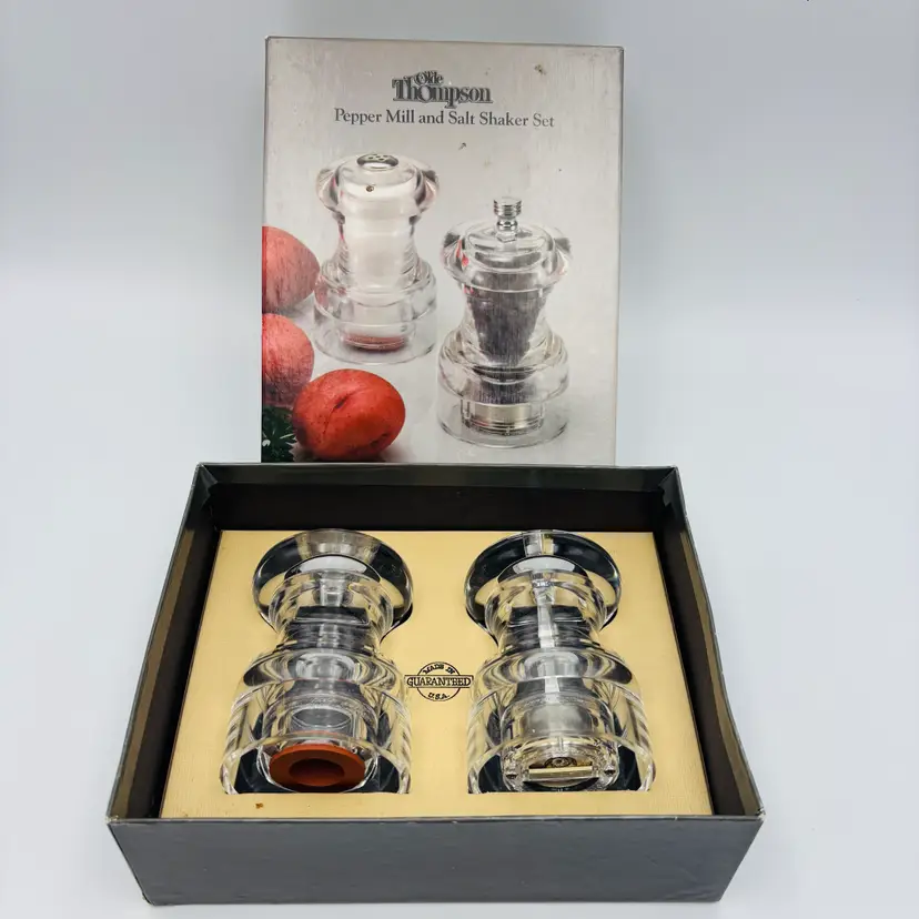 The Olde Thompson Comet Acrylic Salt and Pepper Mill Shaker Set Clear with Box