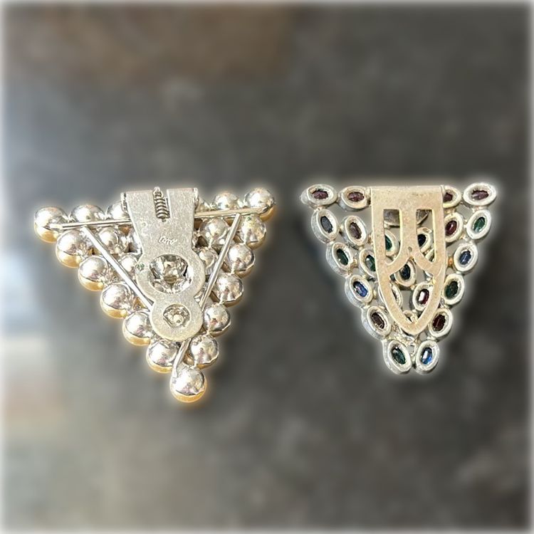 Vintage Fur Clips Colorful And Faux Pearl is Marked Coro Hard To Find Beauties