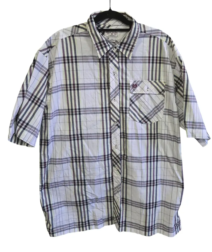 Phat Farm Men's Plaid Short Sleeve Colored Button-up Shirt Size 2XL