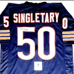 MIKE SINGLETARY AUTO Signed Jersey #50 Chicago Bears NFL HOF COA BECKETT EXC!