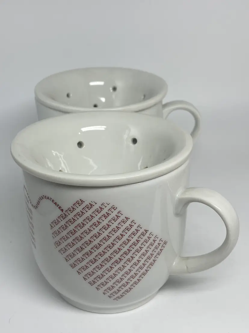 2 Toscany Collection Tea Cups w/ Strainers
