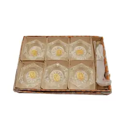 6 Bohemia Czech Glass Salt Cellars With Spoons In Original Box