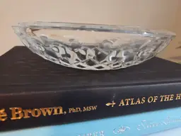 Vintage Large Lead Crystal Clear Glass Ashtray