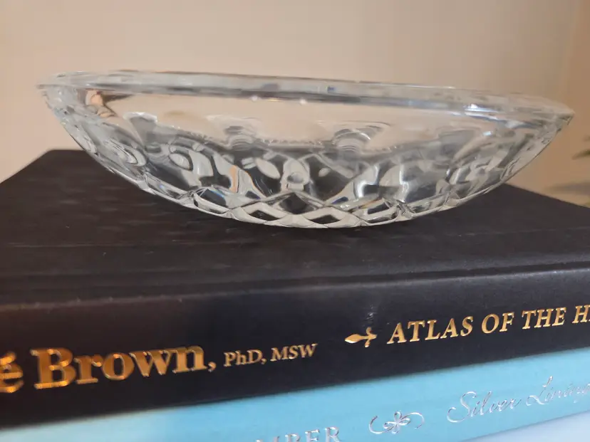 Vintage Large Lead Crystal Clear Glass Ashtray