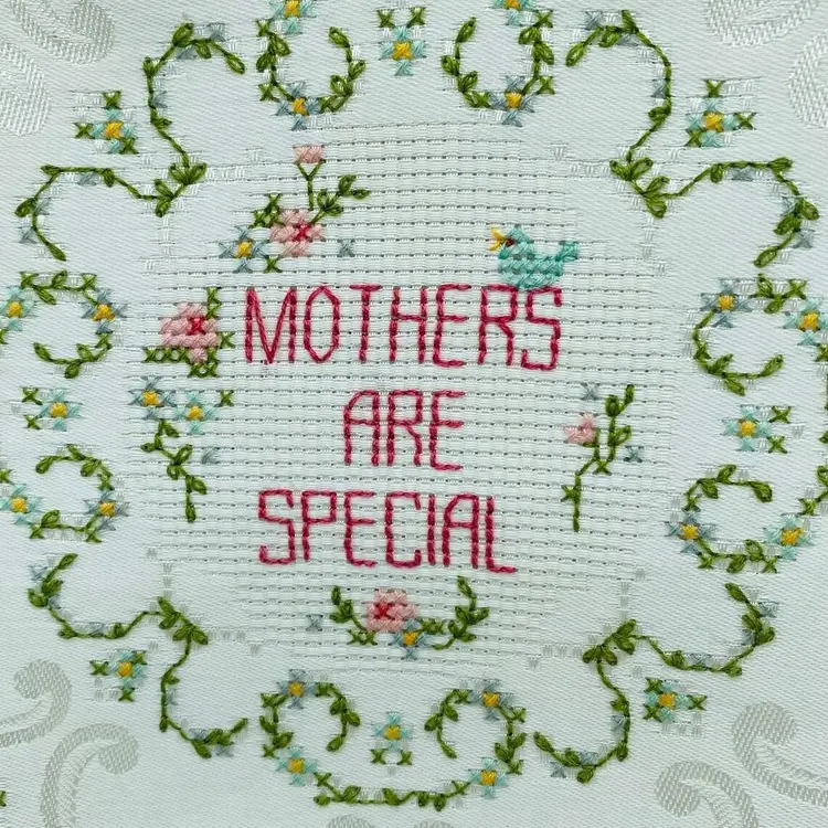 #2602 Vintage Mothers are Special Hand Made Embroidery Hoop Cross Stitch Wall Hanging