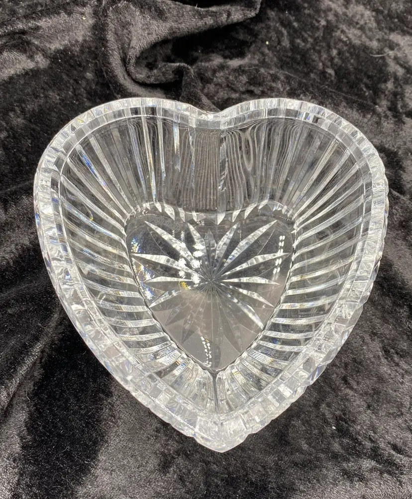 Vintage Waterford Crystal Heart Bowl, 5", Large Star Center, Labeled