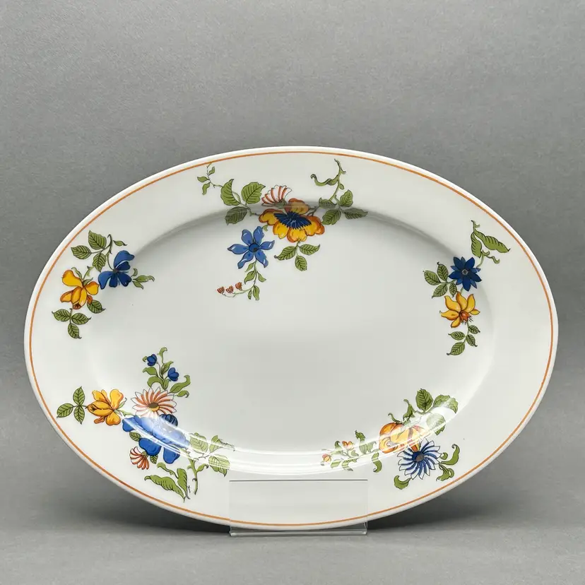 Vintage C. Ahrenfeldt Limoges France Pour Stern Brothers New York Oval Porcelain Platter with Floral Border