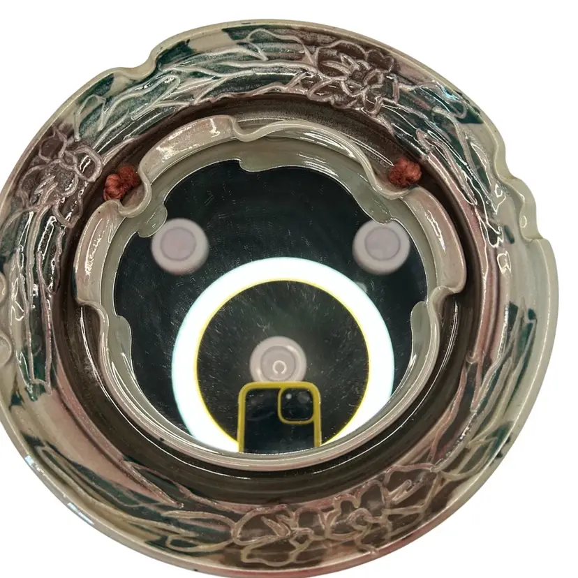 10” Signed Pottery Hanging Mirror