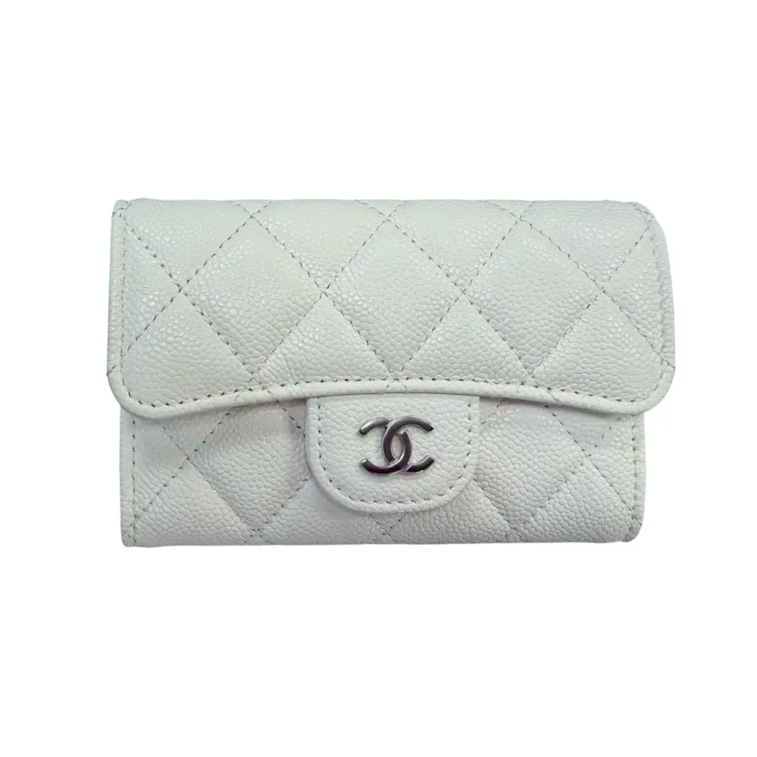 Chanel White Caviar Flap Wallet
