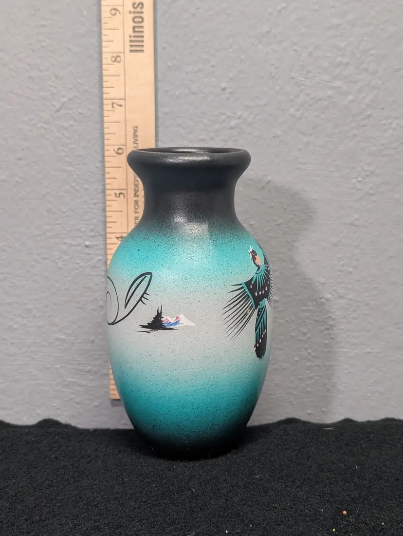Vtg Signed "Daisy Dineh" Native American Pottery Vase Mystic Maiden Navajo Art