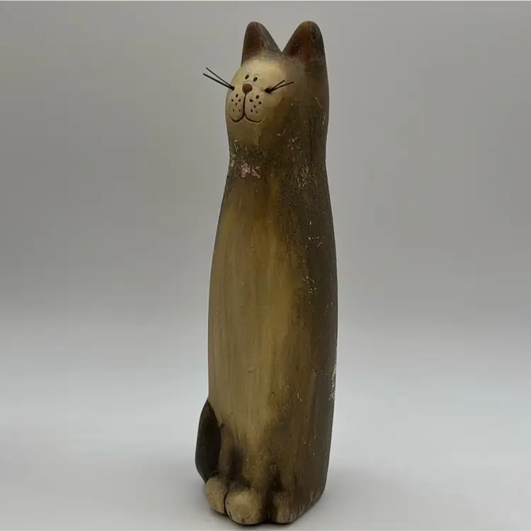 Vintage Tall Cat Made With Red Clay