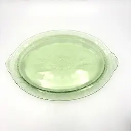 Anchor Hocking Cameo Depression Glass Oval Plate Ballerina Cameo Uranium Glass