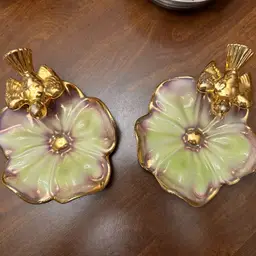 Gold Bird /Flower Trinket Dish Set