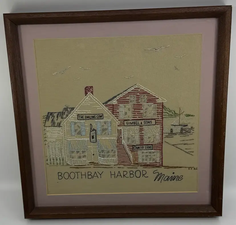 Vintage Boothbay Harbor Maine Needlework - Smiling Cow & Gimbel & Sons