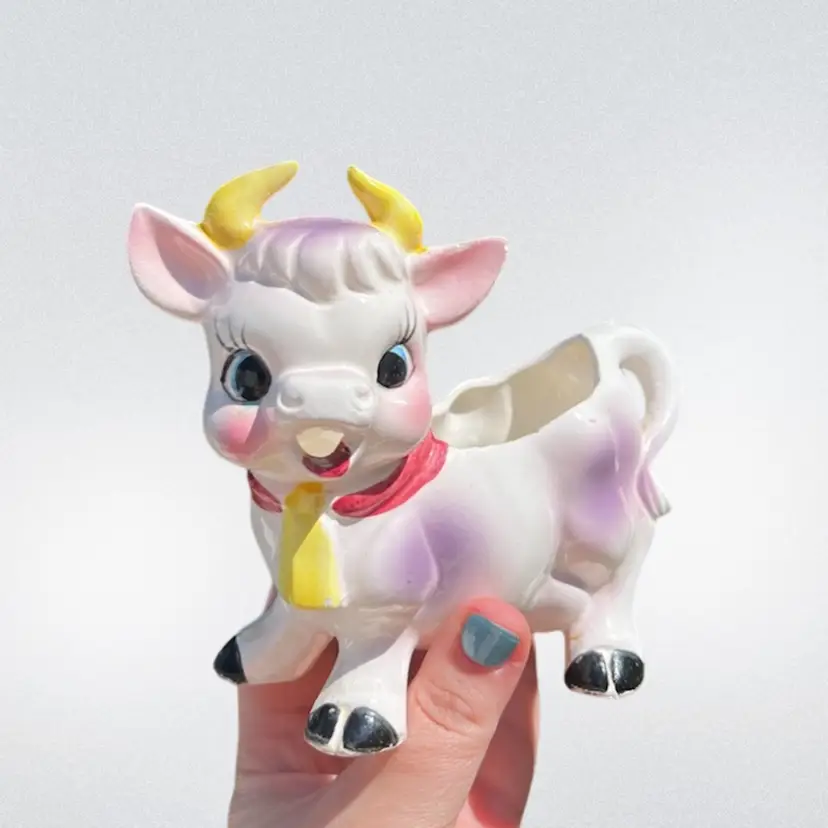 Vintage Lego Elsie Purple Ceramic Cow Creamer