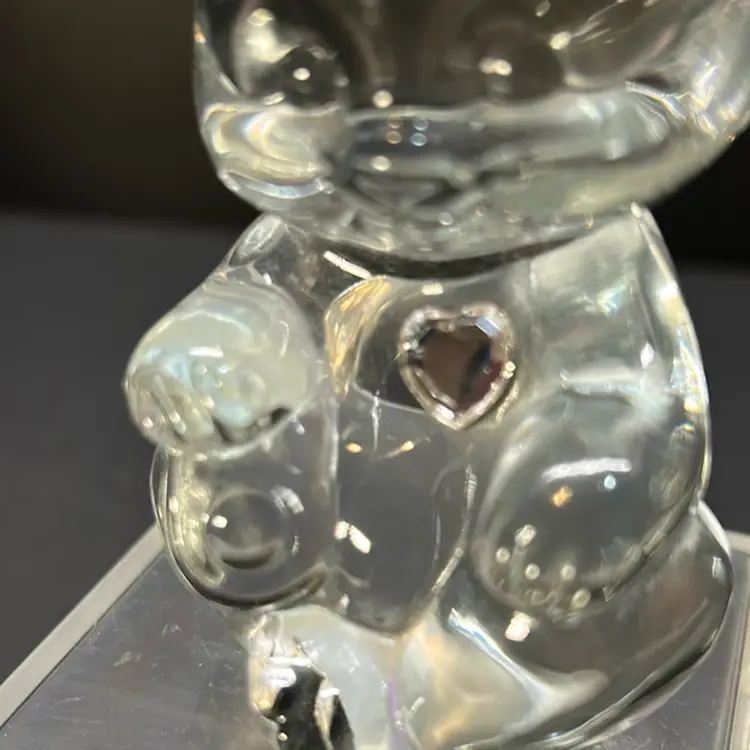 Fenton Art Glass Bear Figurine W/clear Stone Heart