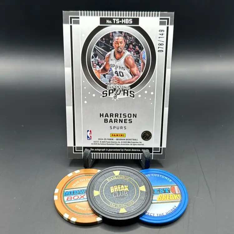 Harrison Barnes Auto 068/149 2024-25 Panini Obsidian San Antonio Spurs