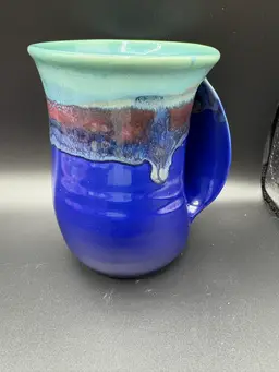 Studio Pottery Hand warming Mug Neher 5”