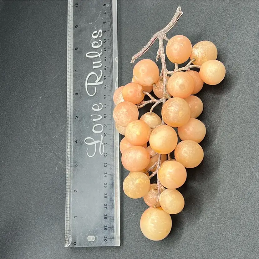 #2 VTG MCM Italian Alabaster Pink/salmon Stone Grape Cluster 8”