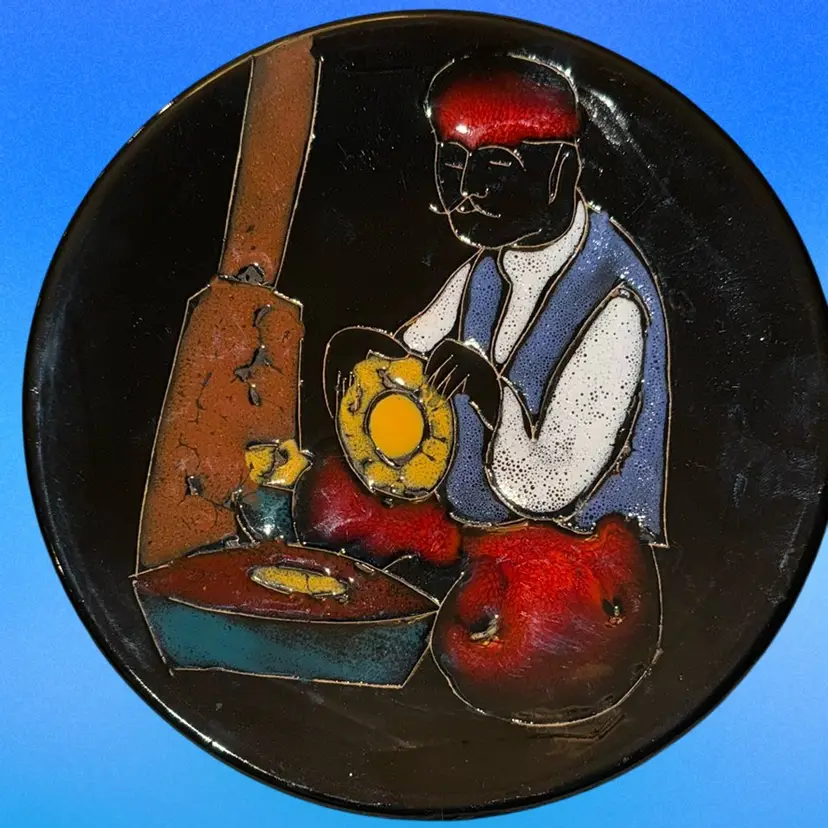 Ruscha Arno Kiechile 1897-1969 Ceramicist Master Enamel Colorful Plate Circa 1950