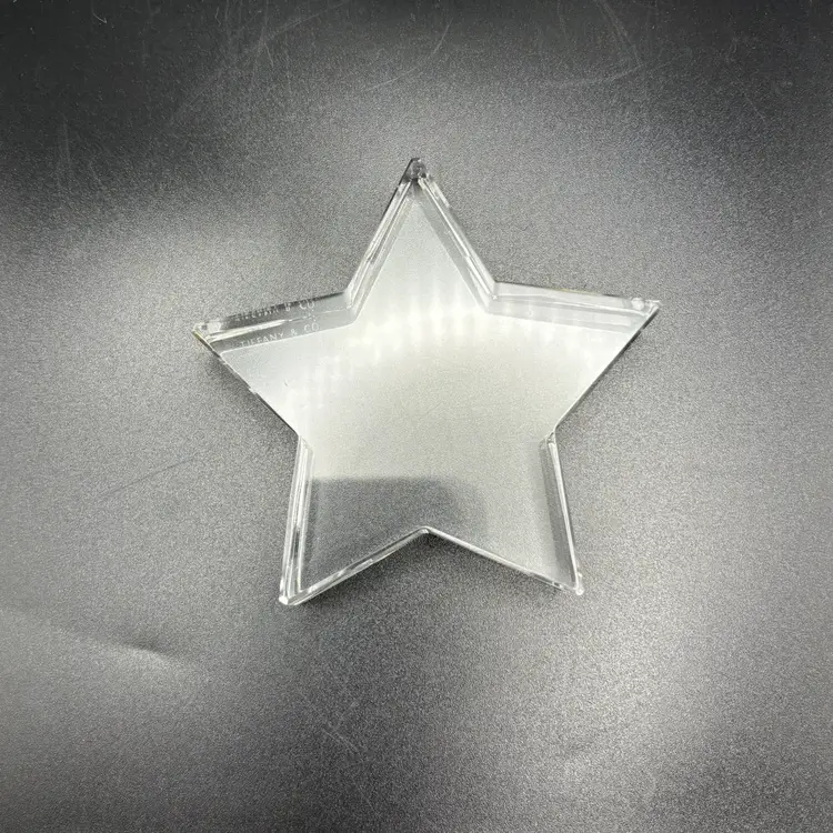 Tiffany & Co. Star Paperweight Blank Clear Crystal Belgium -As Is