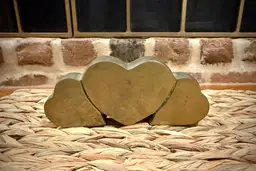 Vintage Solid Brass Triple Heart Sculpture,Paperweight or Bookend