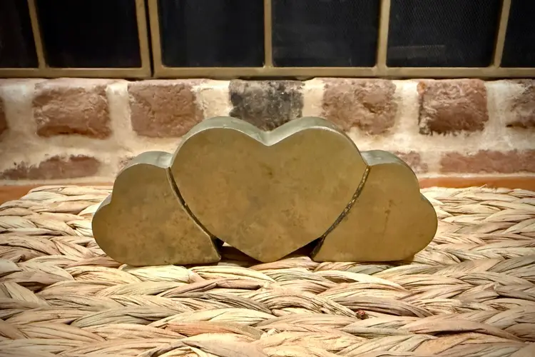Vintage Solid Brass Triple Heart Sculpture,Paperweight or Bookend
