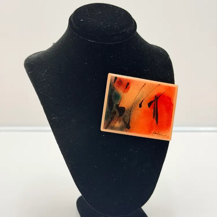 Vintage Abstract Artwork Replica Rectangle Acrylic Brooch