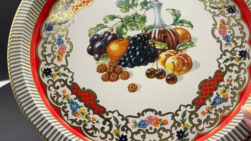 Daher Decorated Ware Tin Tray | Wine & Fruit | Vintage